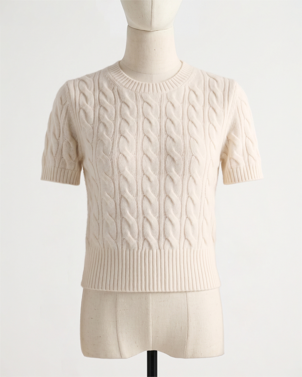 Mongolian Cashmere Shrunken Cable Tee